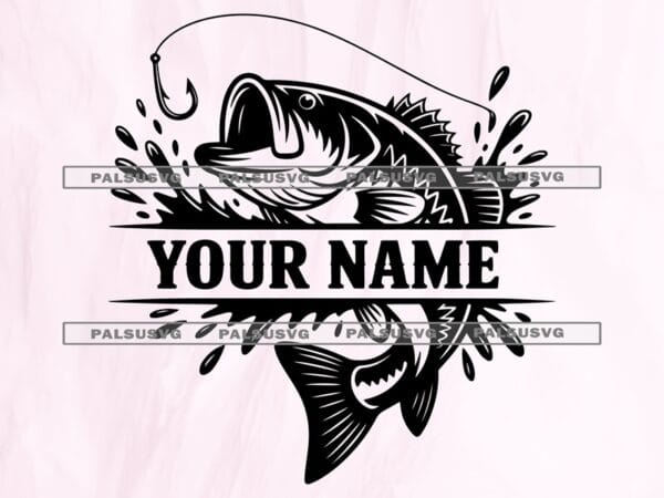Fishing Split Monogram SVG – Custom Angler Name Cut File