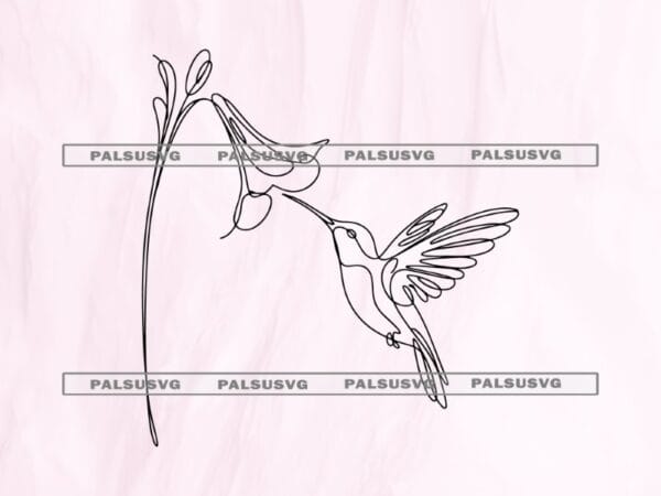 Hummingbird Continuous Line Art SVG