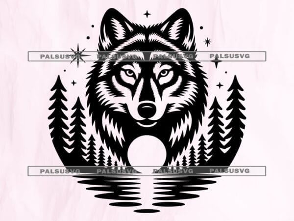 Wolf and Moon SVG