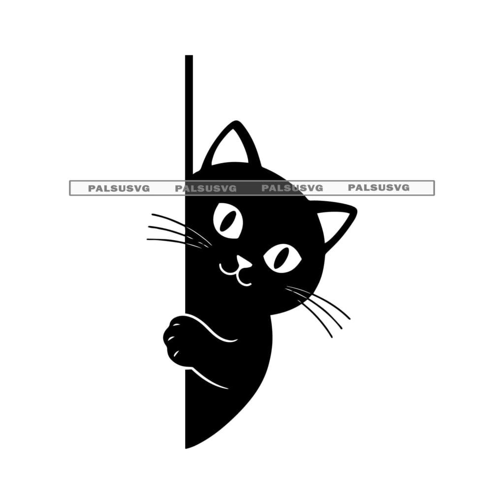 Cat Peeking Design Cut Files SVG