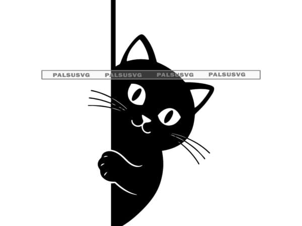 Cat Peeking Design Cut Files for Cricut & Silhouette | SVG, EPS, Dxf, PNG | Instant Download