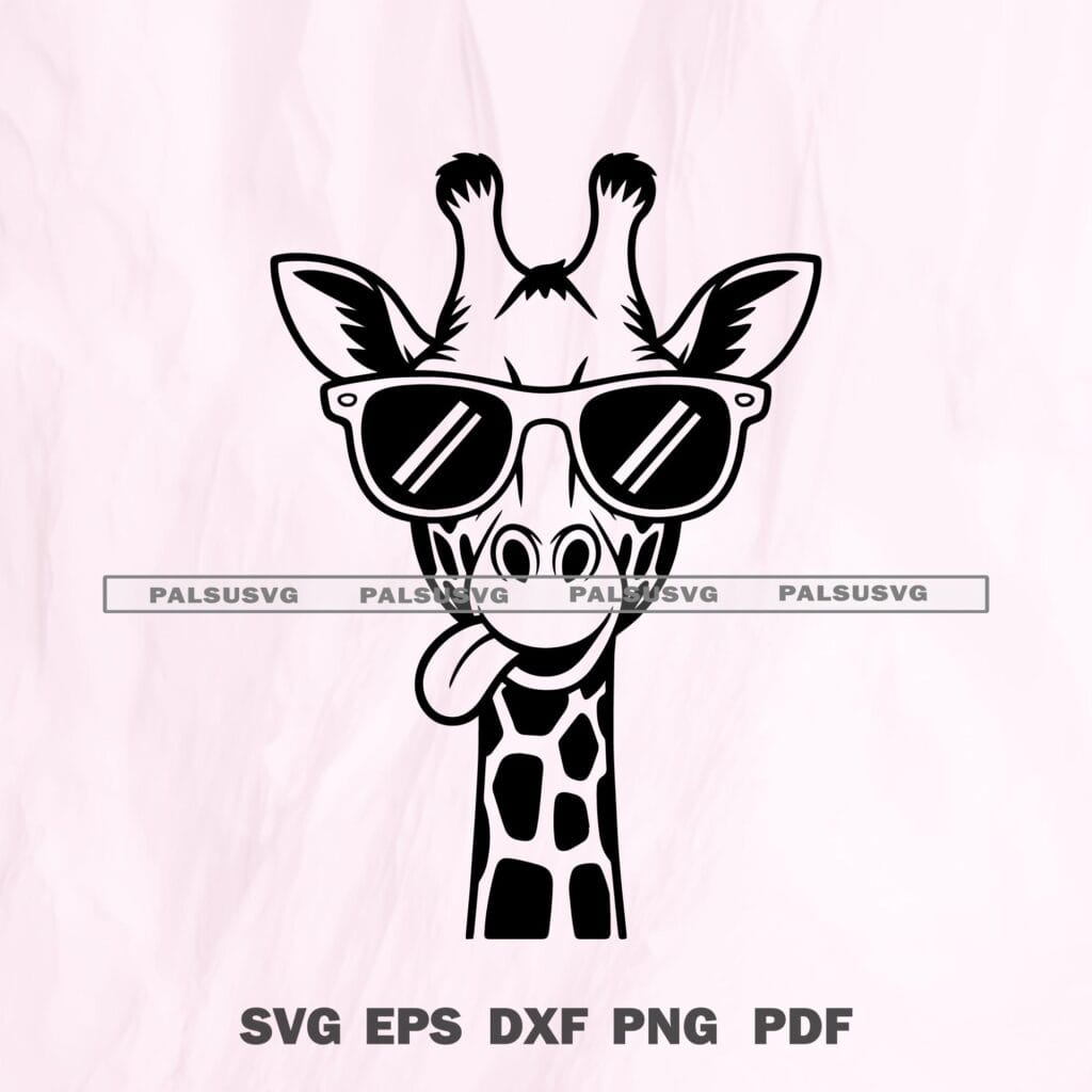 Funny Giraffe Sunglasses SVG – Safari Animal Cut File (Digital Download)