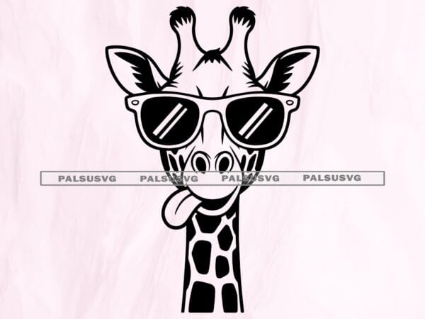 Funny Giraffe Sunglasses SVG – Safari Animal Cut File (Digital Download)