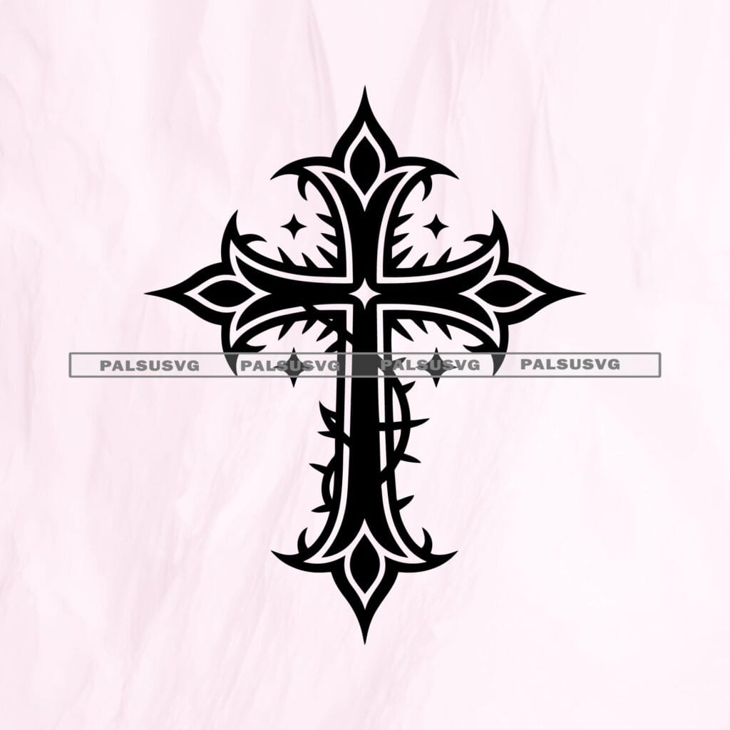 Gothic Tribal Cross SVG, Biker Tattoo Design (Digital Files)