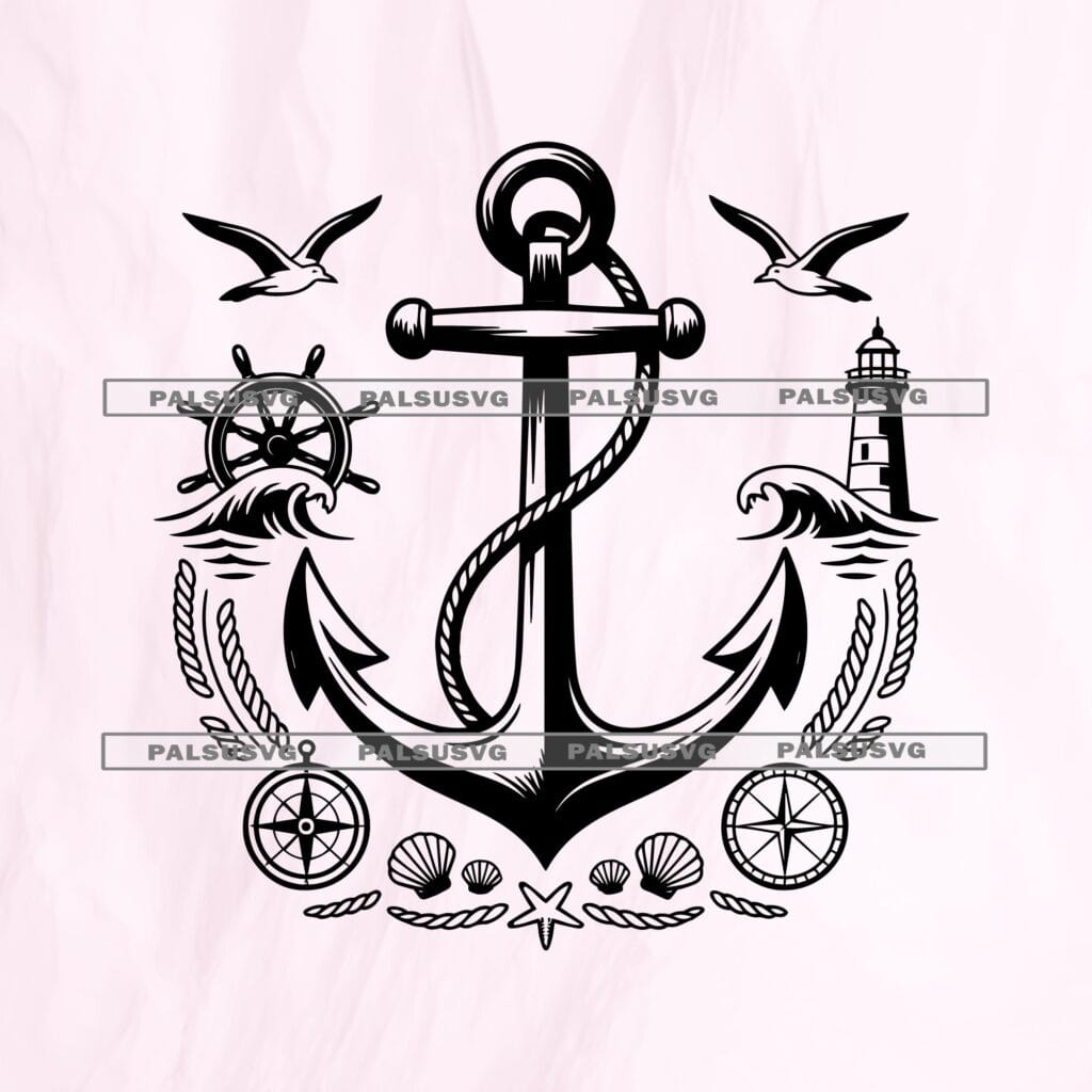 Nautical Anchor SVG Bundle, Marine Clipart (Digital Download)