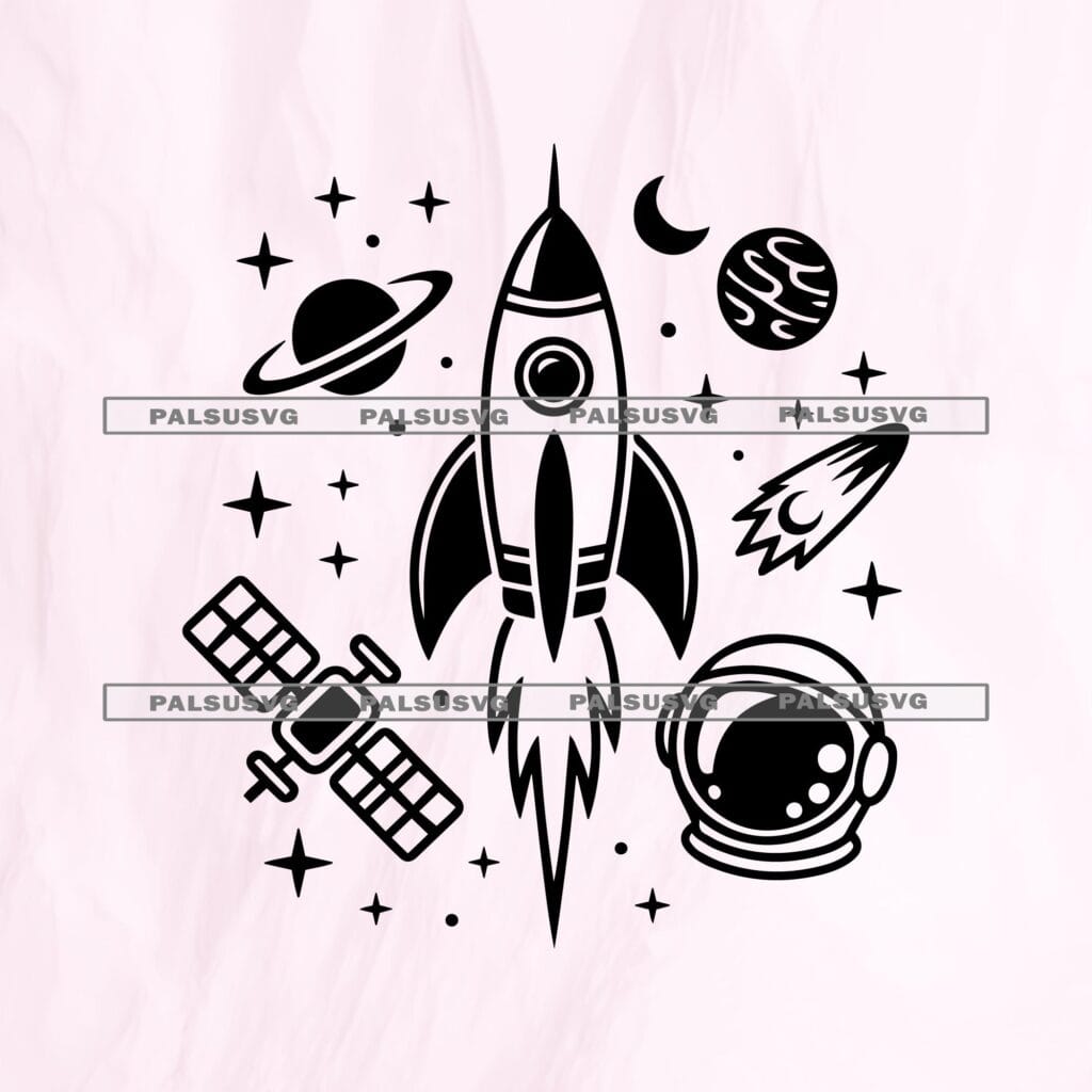 Space SVG Bundle, Galaxy Clipart, Nursery Decor (Digital Download)