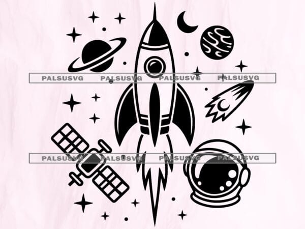 Space SVG Bundle, Galaxy Clipart, Nursery Decor (Digital Download)