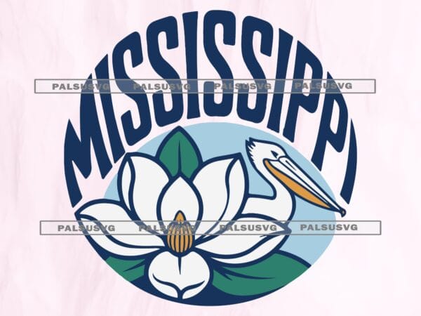 Retro Mississippi SVG, Magnolia Flower, Pelican (Digital Download)