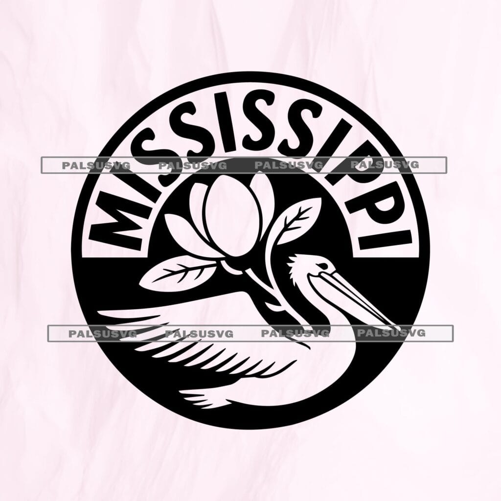 Mississippi State Seal SVG, Pelican, Magnolia (Digital Download)