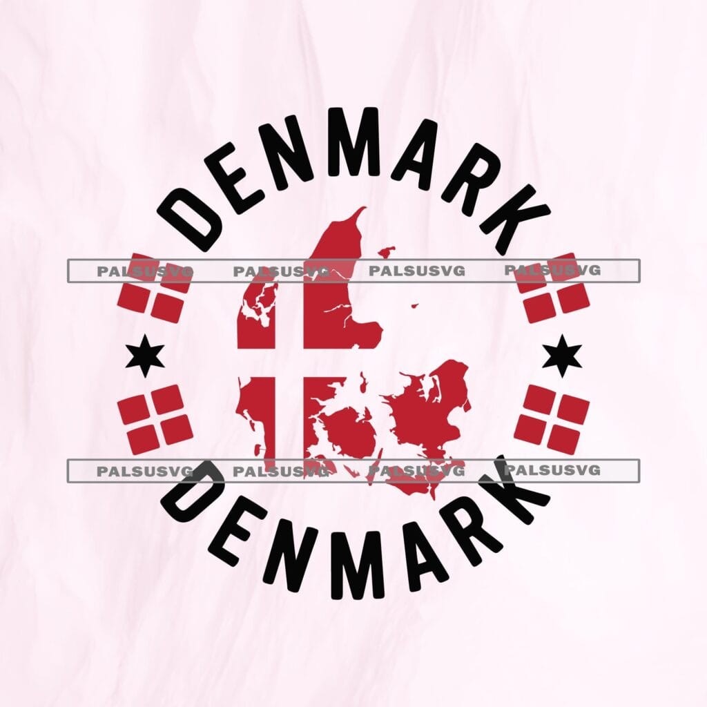 Denmark Map and Flag SVG