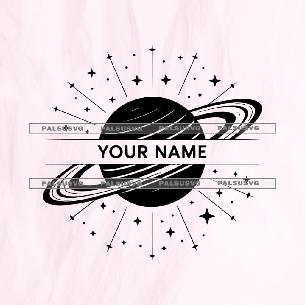 Custom Space Monogram SVG, Planet Name Frame, Nursery Decor (Digital Download)