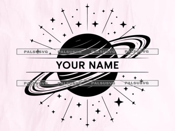Custom Space Monogram SVG, Planet Name Frame, Nursery Decor (Digital Download)
