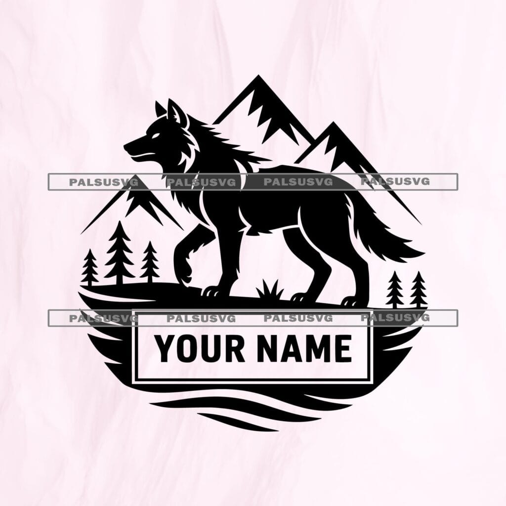 Custom Wolf Monogram SVG