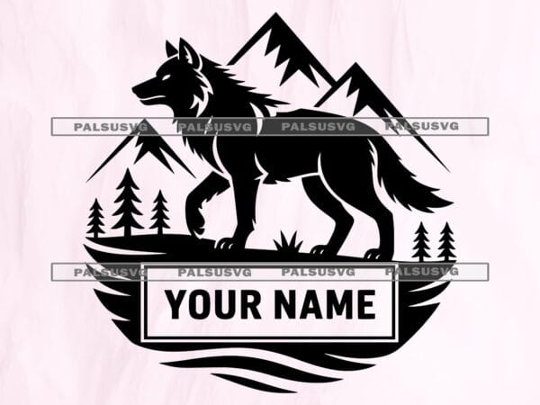 Custom Wolf Monogram SVG