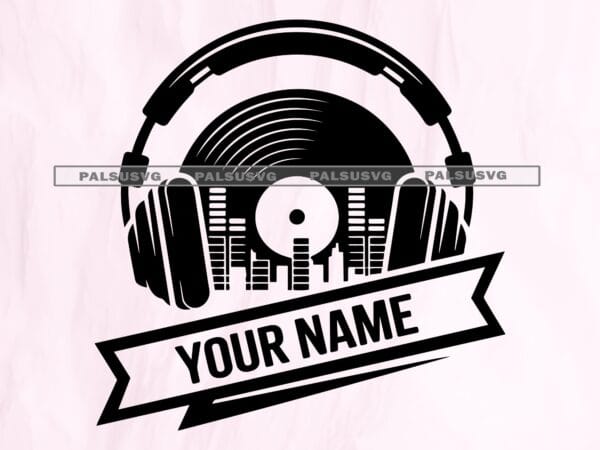 Custom DJ Logo, Headphones, Vinyl Record SVG PNG (Digital Download)