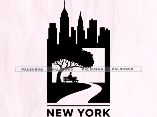 NYC Skyline SVG, Central Park Silhouette, New York Clipart (Digital Files)