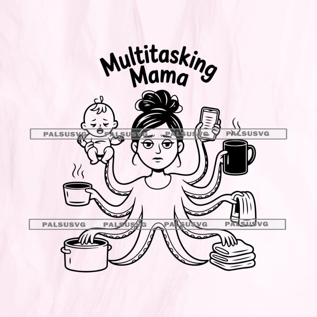 Multitasking Mama Octopus SVG