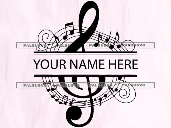 Treble Clef Music Monogram SVG