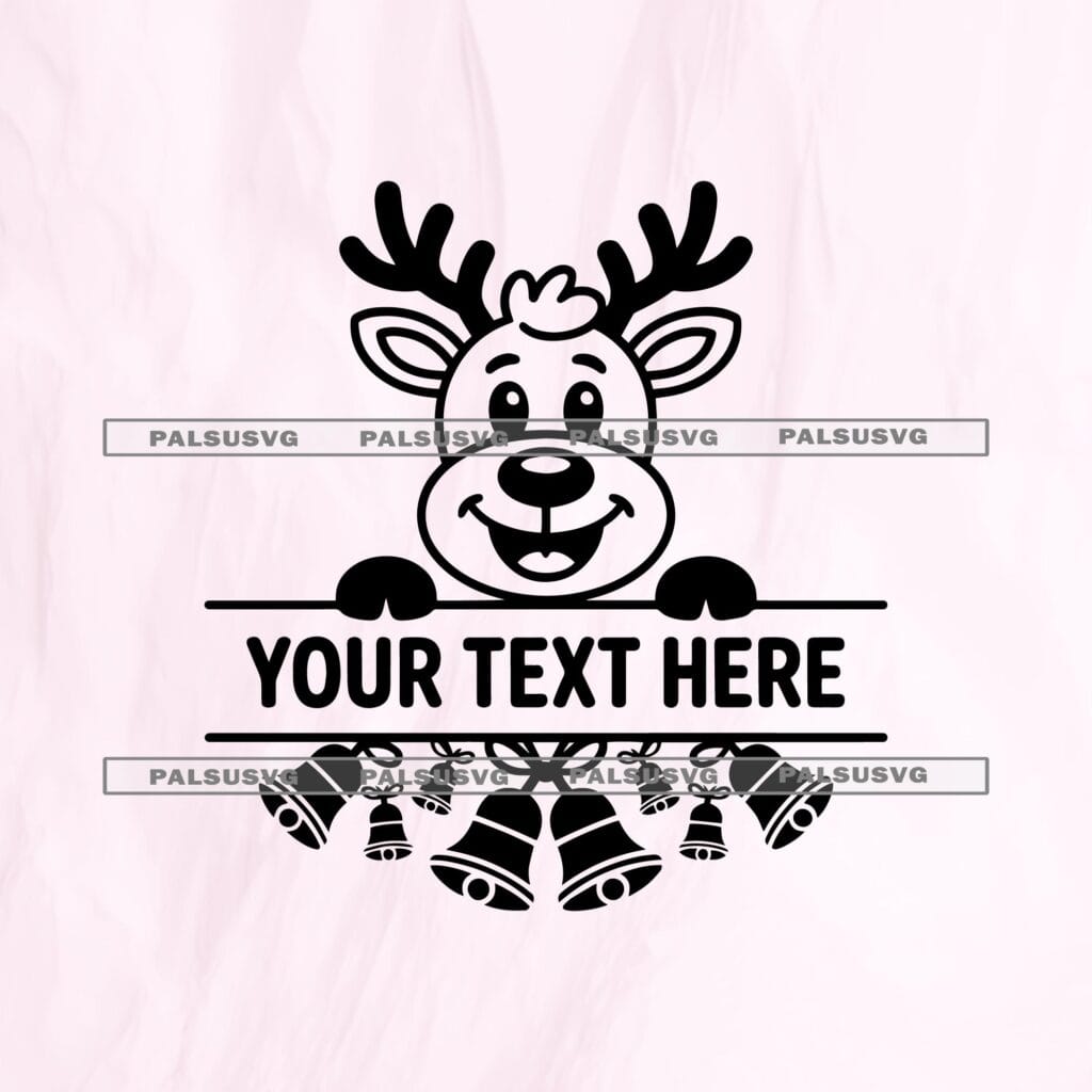 Custom Reindeer Monogram SVG – Christmas Name Frame Cut File (Digital Download)