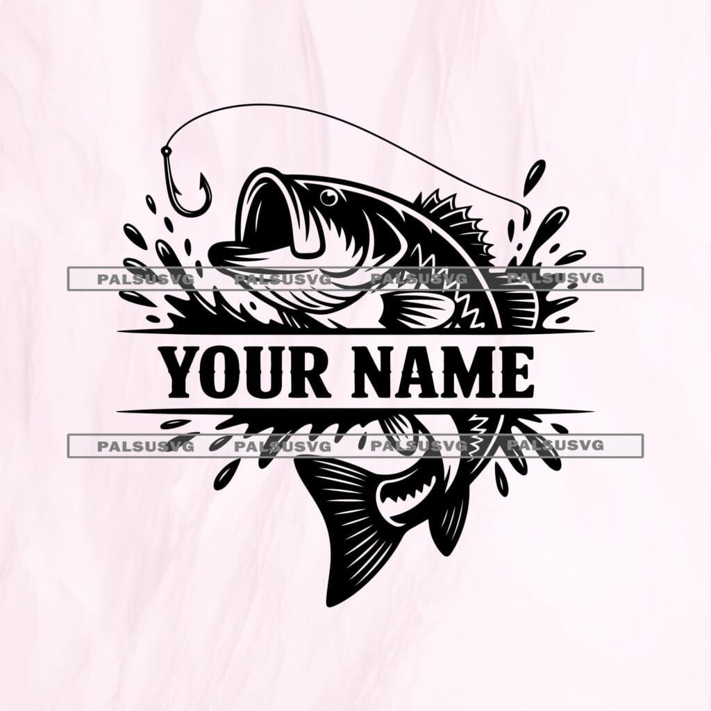 Fishing Split Monogram SVG