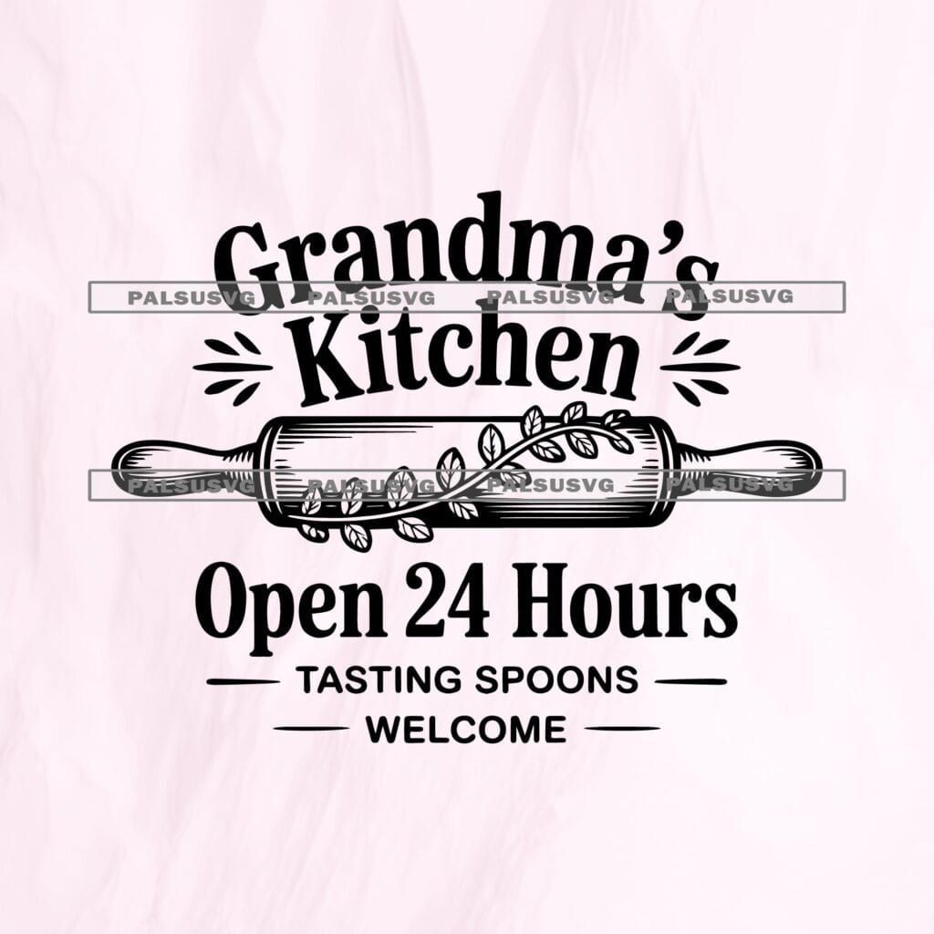 Grandma's Kitchen SVG – Vintage Rolling Pin Farmhouse Cut File (Digital Download)